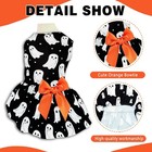 Halloween Dog Dress  Holiday Spooky Ghost Pet Costume With Orange Bow  Cute   Co