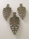 Vintage Cast Solid Brass Ornate Floral Scrollwork Tabletop Trivets - Set Of 3
