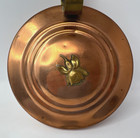 Vintage Copper And Brass Bed Warmer With Short Handle Flower On Lid