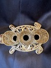 Vintage Gold Tone 3 Lipstick Holder  - Turtle Shape - Filagree Ormolu - Vanity
