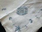 A  Vintage White Hankie Pale Blue Monogram A Madeira Hand Embroidered New Label