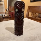 Maori Tiki Figure With Paua Shell Eyes 6 5    Wood Carving New Zealand Tribal Art