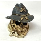 Miniature Pirate Captain Skull Figurine Statue Skeleton Halloween Decor Vintage