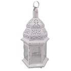 Set Of 4 White Moroccan Lanterns Vtg Metal Candle Holders For Home Garden Decor
