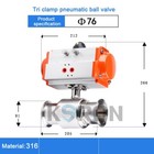3   Double Acting Tri-clamp Sanitary Pneumatic Ball Valve Stainless Steel 316