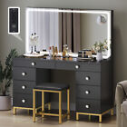 Vanity Desk Set With Led Light Mirror Makeup Vanity Table 8 Drawers For Bedroom
