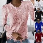 Ladies Summer Short Sleeve T Shirt Tops Womens Plain Lace Blouse Tee