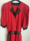 Salzburger Long Dirndl Red Country House Dress Made In Austria Size 48