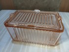 Federal Pink Medium Depression Glass Ribbed Refrigerator Dish W lid Rectangular
