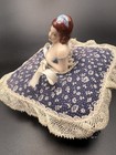 Vintage Style Porcelain Half Doll Pin Cushion Handmade 