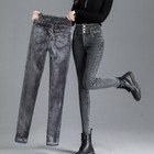 Lady Girl Fleece Lined Lining Jeans Denim Pencil Pants Trousers Winter Warm Soft