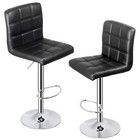 2 Pcs Adjustable Swivel Bar Stools Pu Leather Chair With Back Home Decor