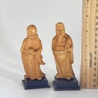 2 Vintage Chinese Boxwood Carved Immortals Statues Sculptures Deity 4 5      