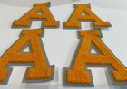 Lot Of 4 Vintage Varsity Letterman Jacket Patch Gold    a  Letter 6    Chenille Felt