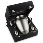 Set Of 5 Floral Cremation Urns For Human Ashes - 1 Adult   4 Keepsake  Silver