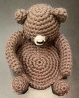 Bear Coaster Handmade Crochet Stuffed Animal Brown  5 Inches Long
