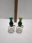     rare Pair Of Vintage Miniature Glass Oil Hurricane Lamp Perfume Bottle 