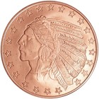 1 Oz  Highland Mint Copper Round  999 Fine - Incuse Indian - Tube Of 20