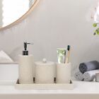 Beige Bathroom Accessories Set 4 Pcs Toothbrush Holderlotion Soap Dispenserqtip 