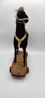 Antique German Toy Horse Pull Toy Metal Wheels  Wood Base  Fur Mane