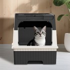 Pull Out Drawer Cat Litter Box Fully Closed Odor Proof Front Entry Top Vent Hous