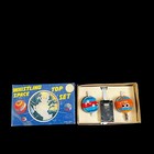 Vtg 1961 Marx Whistling Space Top Set Tin Litho Mechanical Clean Works