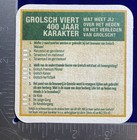 Grolsch  Holland  400 Jahr 4 Inch Round Beer Coaster Vintage