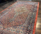 Antique Per sian Bidjar Rug 7x15 Unique Size Herati Pattern Red Blue Rare