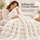 Homyo Faux Rabbit Fur Throw Blanket 50x60 White 540gsm Bubble Soft Couch Plush