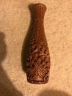 Antique Asian Chinese Thai Viet Philippine Carved Hardwood Wooden Vase  12 h