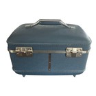 Vintage American Tourister Train Case Blue Hard Shell Floral Travel Luggage 60s