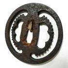 Owari Tsuba Iron Gear   Clock Transparent Vintage Samurai Sword Fuchi  Used