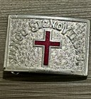 Vintage Masonic Knights Templer Red Cross Belt Buckle   in Hoc Signo Vinces 