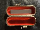 Vtg Floral Lipstick Case With Mirror  Gold Trim  Red Velvet Interior New