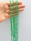 64  Long   Antique 1920s Green Glass Flapper Necklace   Venetian Wedding Cake Er