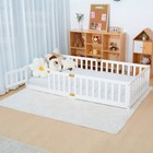 Naizea Twin Size Montessori Floor Bed W safety Rails   Lockable Door For Toddler