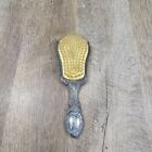 Vtg Silver Plated Heavy Metal Antique Style Vanity Hair Brush Ornate Victorian