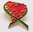 Mental Health Pin Red Heart Green Awareness Ribbon Gold Tone Lapel Pin