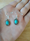 Turquoise Earrings 925 Sterling Silver Navajo Native American Vintage Style 