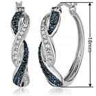 925 Sterling Silver Solitaire Cz Women Huggie Hoop Earrings 17mm Gift S111a