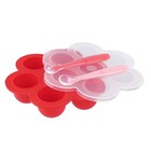 Acorn Baby Red Food Container Freezer Tray With Thin Lid And 2pk Spoons
