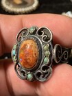 Early Unsigned Matilde Poulat Matl Mexican Silver Turquoise Opal Ring Size 9