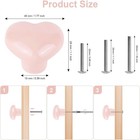 4x Ceramic Cabinet Knobs Pink Dresser Knob Cute Drawer Knobs Heart Love-shape   