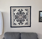 Vintage Navajo Two Grey Hills Handwoven Rug 38    X 37   