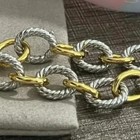 David Yurman 8    12mm Oval Link Cable Bracelet Sterling 925 W 18k Gold