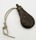 Antique 1800   s Brass Clam Shell Black Powder Flask Civil War Era