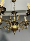 Antique French Cherub Chandelier     Ornate 5 Light Bronze Brass Ceiling Lamp