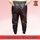 Men s Black Leather Real Lambskin Leather For Men s Sweat Pants jogger Trousers