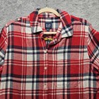 Gap Womens Red Plaid Boyfriend Flannel Size Medium Button Down Cotton