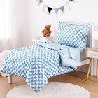 Wake In Cloud Toddler Bedding Set  4-piece Blue Gingham Checkered Crib Set